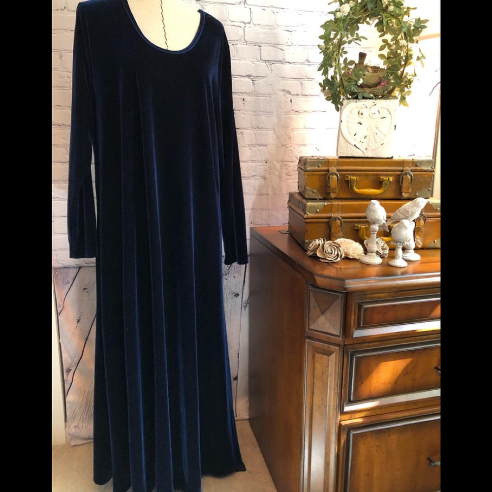 Soft Surroundings Sapphire Velvet Maxi Dress